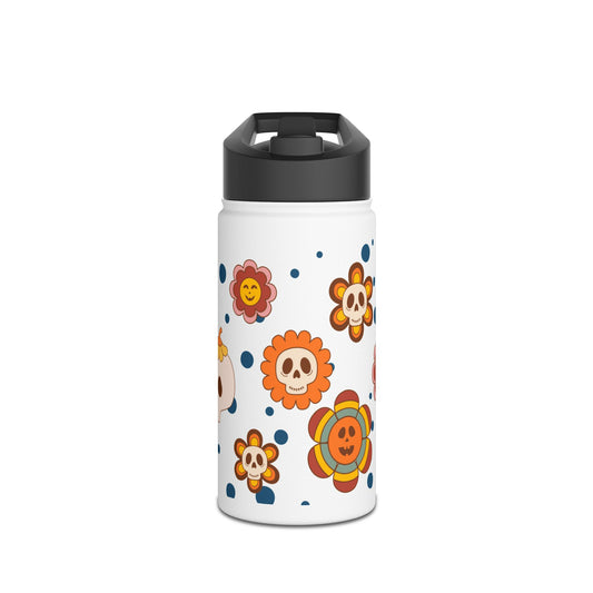 Halloween Flowers Stainless Steel Water Bottle, Standard Lid