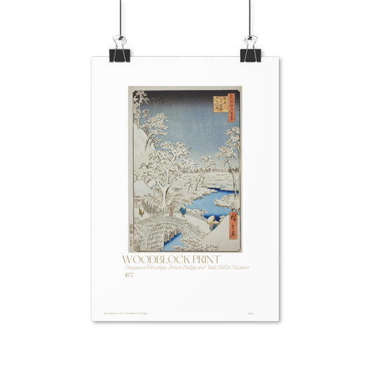 Utagawa Hiroshige, Drum Bridge and Yuhi Hill at Meguro 1857 Vertical Poster EU