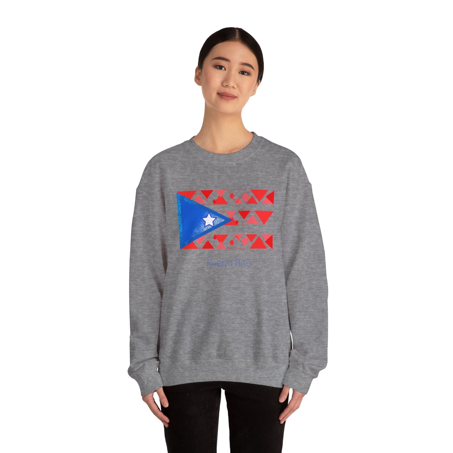 Sudadera unisex con cuello redondo y mezcla pesada Modern Puerto Rico