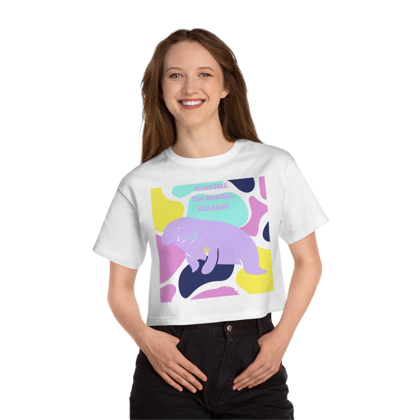 The Original Mermaid Manatee Champion Women's Heritage Cropped T-Shirt