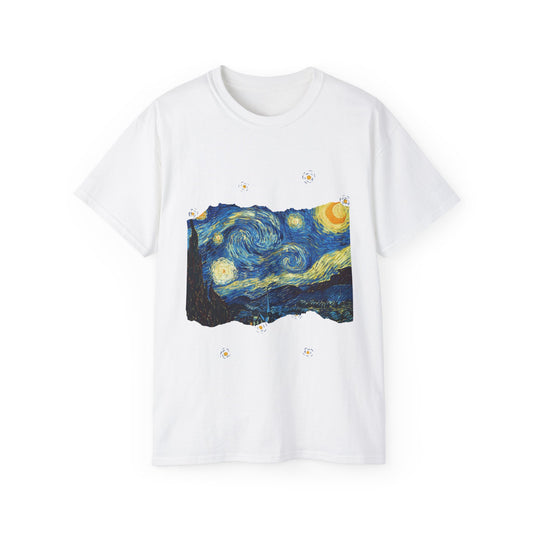 Ripped Vincent Van Gogh, A Starry Night 1889 Ultra Cotton Tee