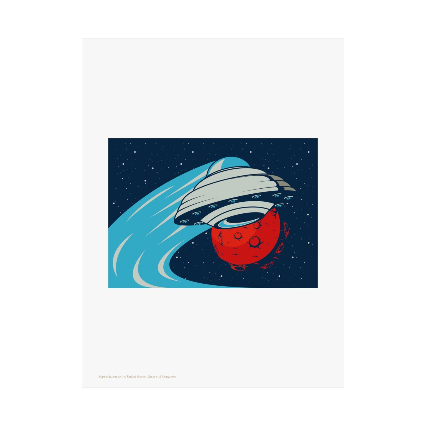 Space Ship Illustration Vertical Poster