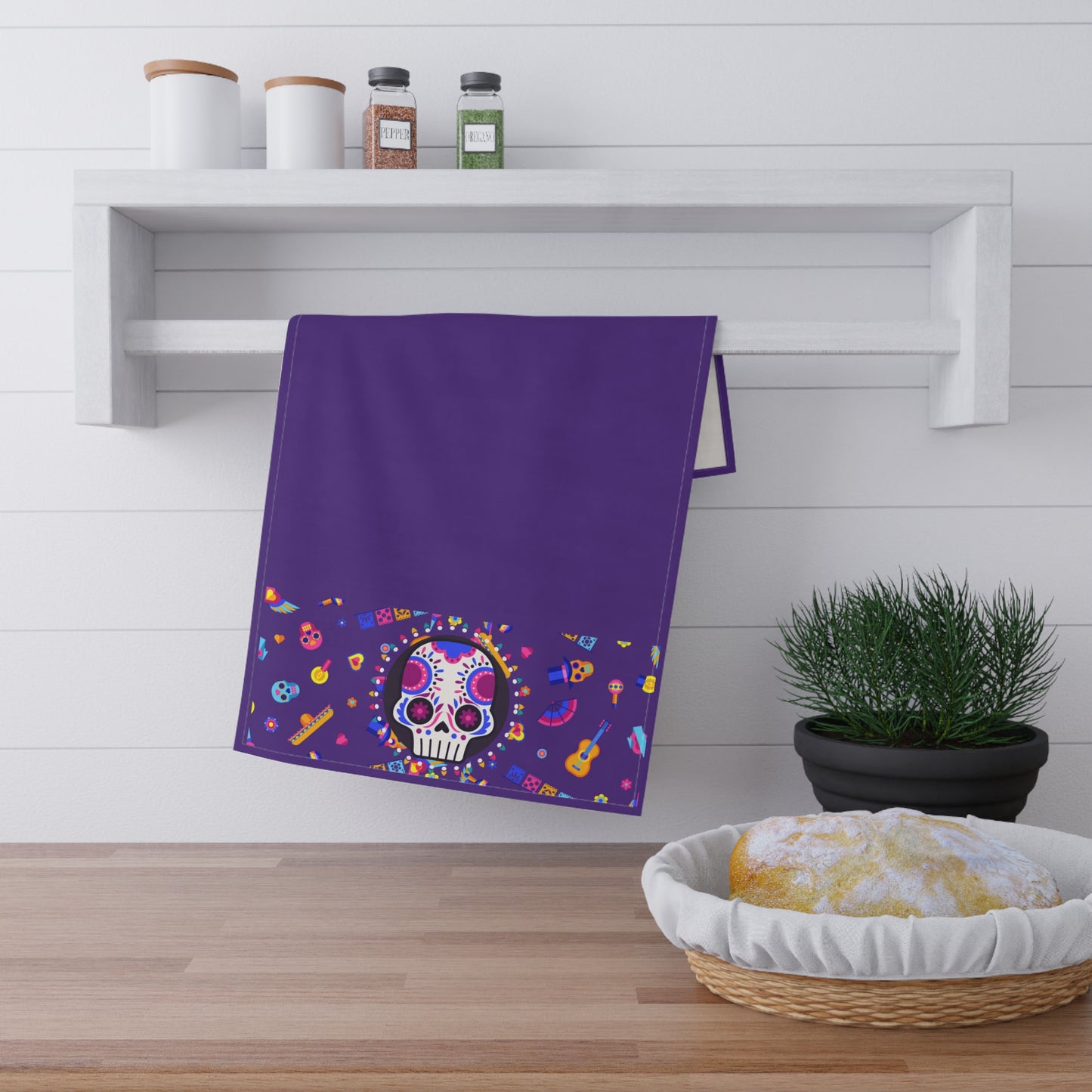 Candy Skull Purple Towels cotton