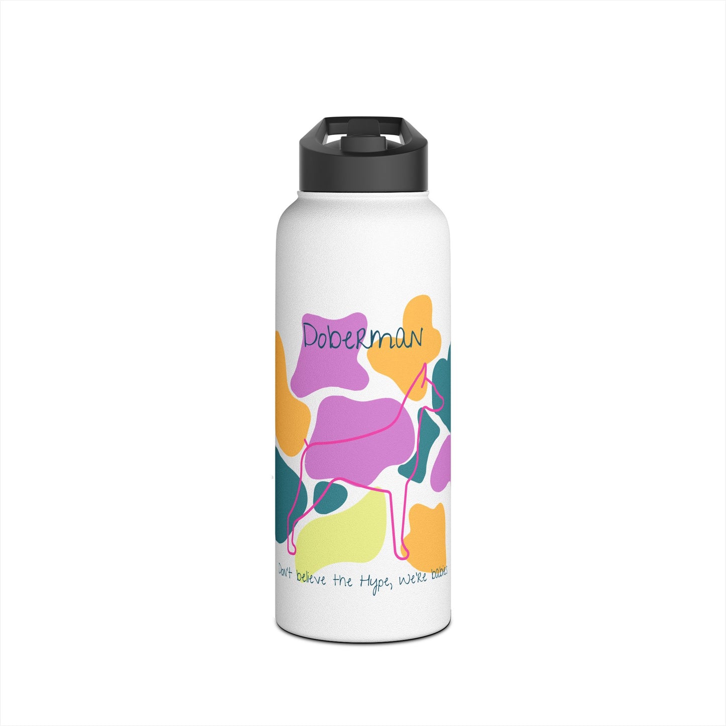 Doberman Stainless Steel Water Bottle, Standard Lid