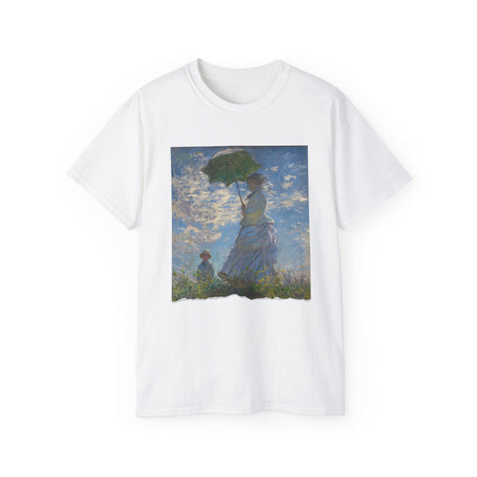 Camiseta de algodón ultrafino de la UE con el motivo Madame Monet y su hijo o El paseo de Claude Monet, 1875