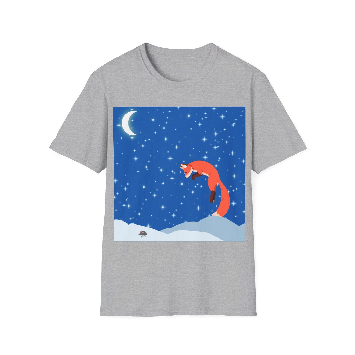 Snow Jumping Fox Unisex Softstyle T-Shirt