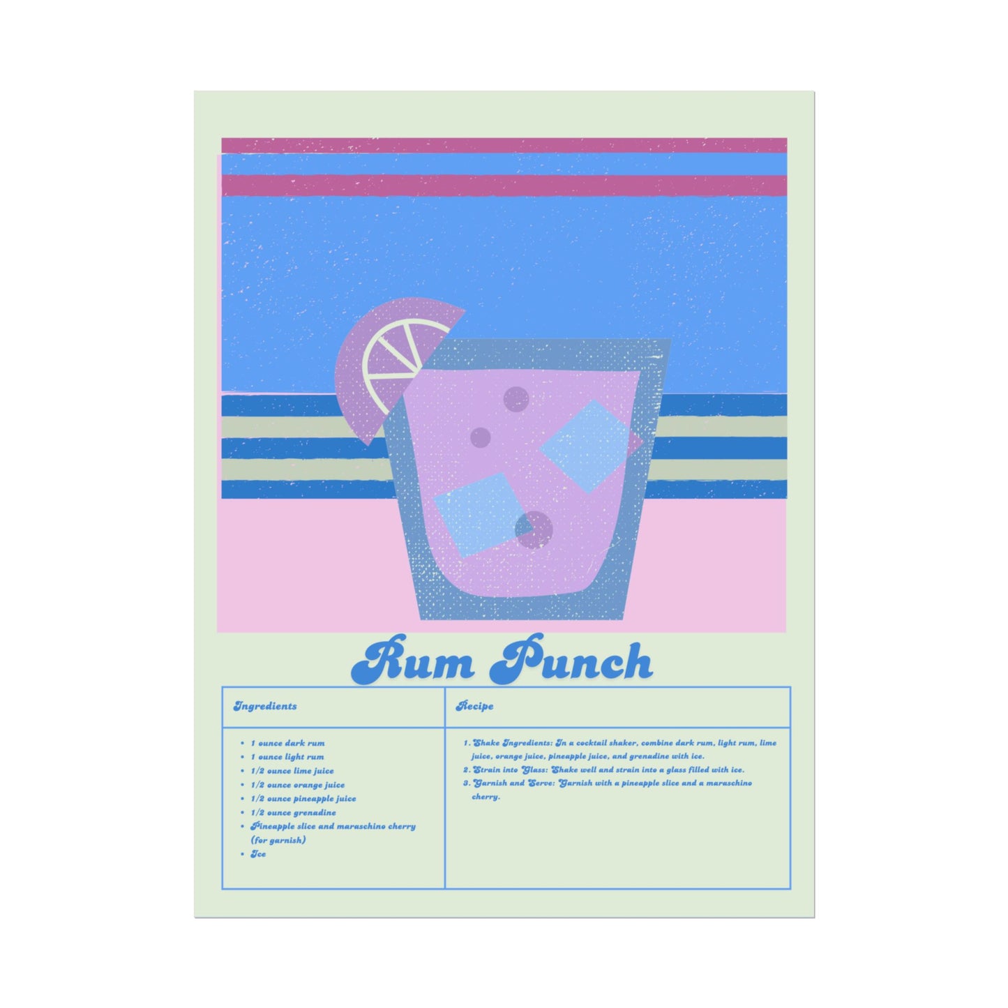 Rum Punch Illustration Vertical Poster LARGE EU