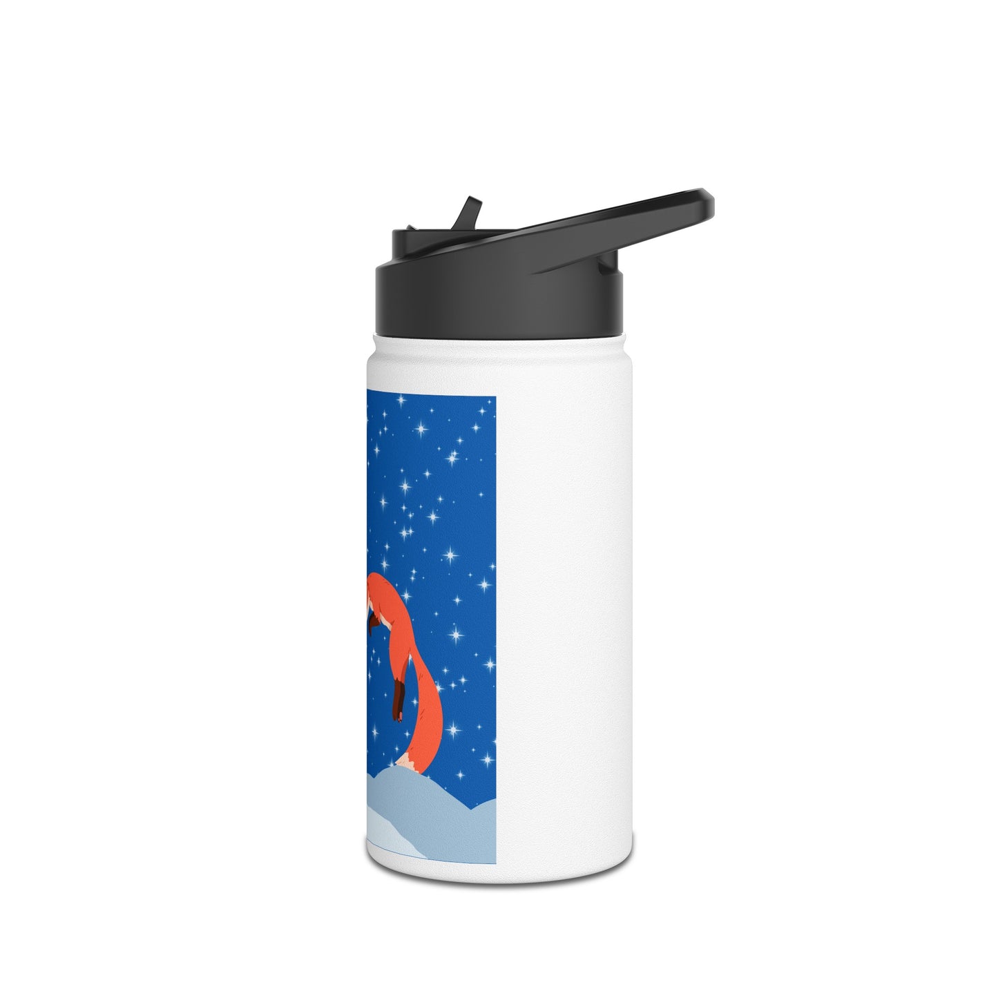 Snow Jumping Fox Stainless Steel Water Bottle, Standard Lid