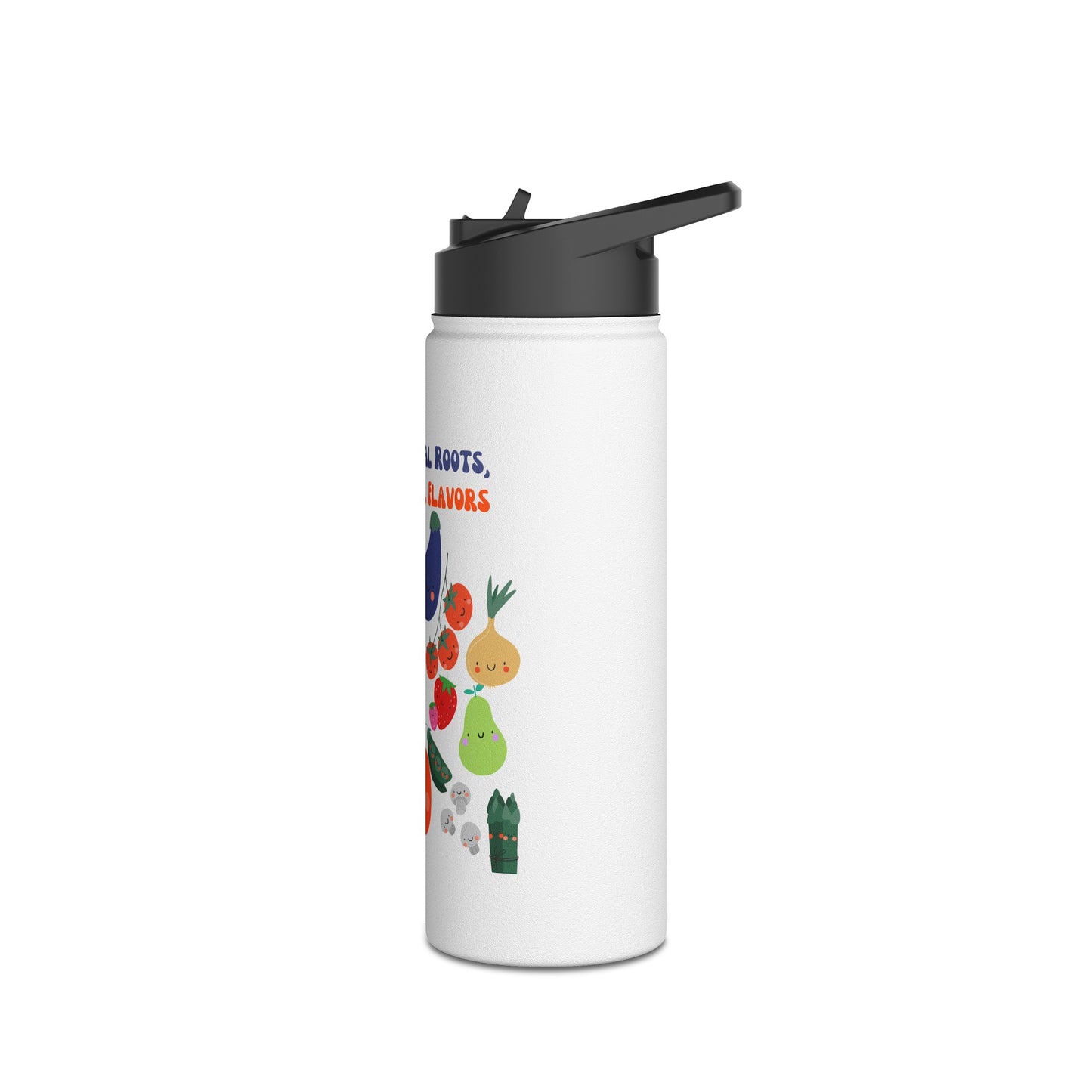 Local Roots, Local Flavors Stainless Steel Water Bottle, Standard Lid