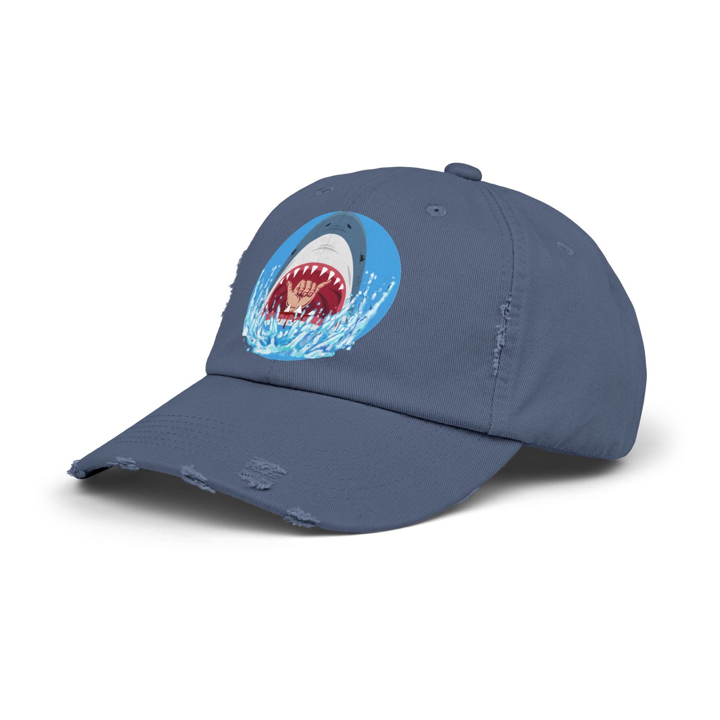 Surfin' Shark Unisex Distressed Cap