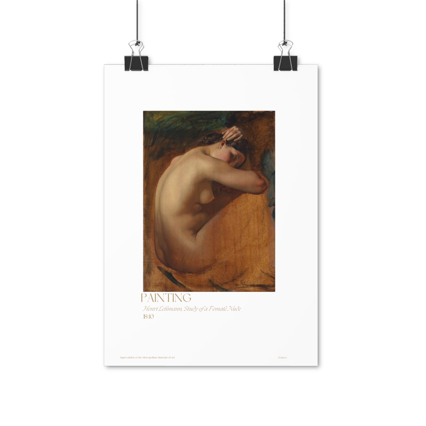 Henri Lehmann, Study of a Female Nude 1840 Vertical Posters EU