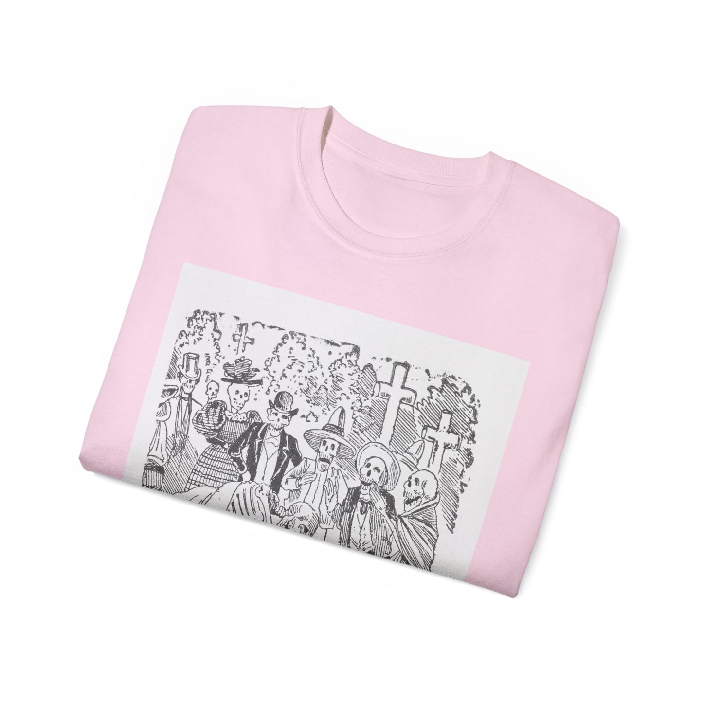 José Guadalupe Posada Un esqueleto con una sábana llorando en un cementerio 1880-1910 Camiseta unisex de algodón ultra fino UE