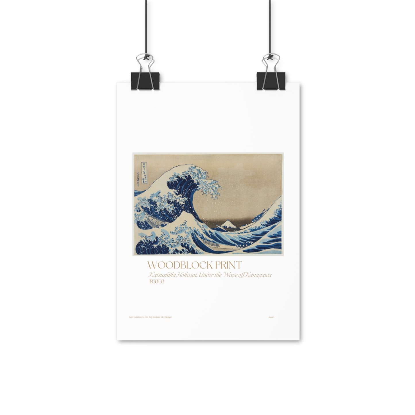 Katsushika Hokusai, Under the Wave off Kanagawa Japan1830/33 Vertical Poster EU