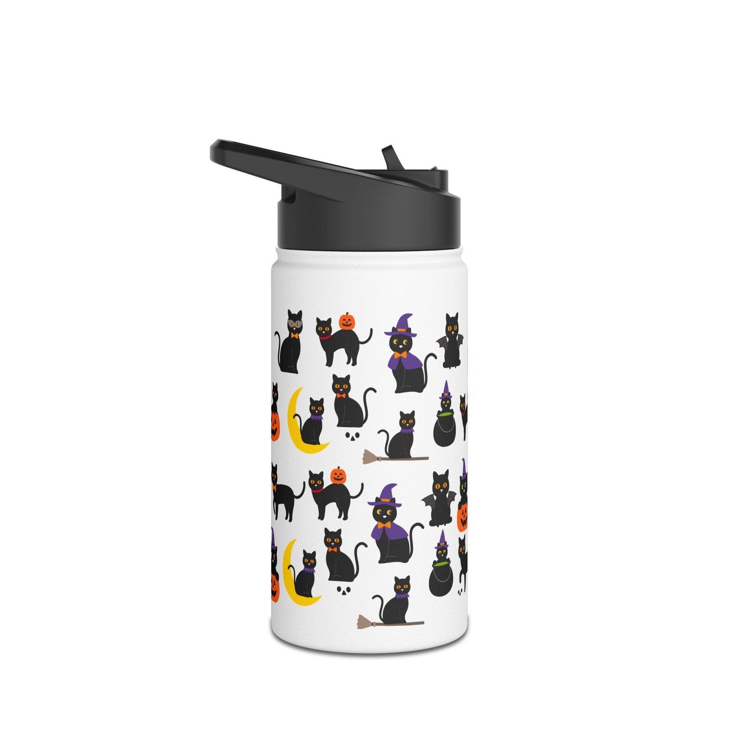 Halloween Cats Stainless Steel Water Bottle, Standard Lid