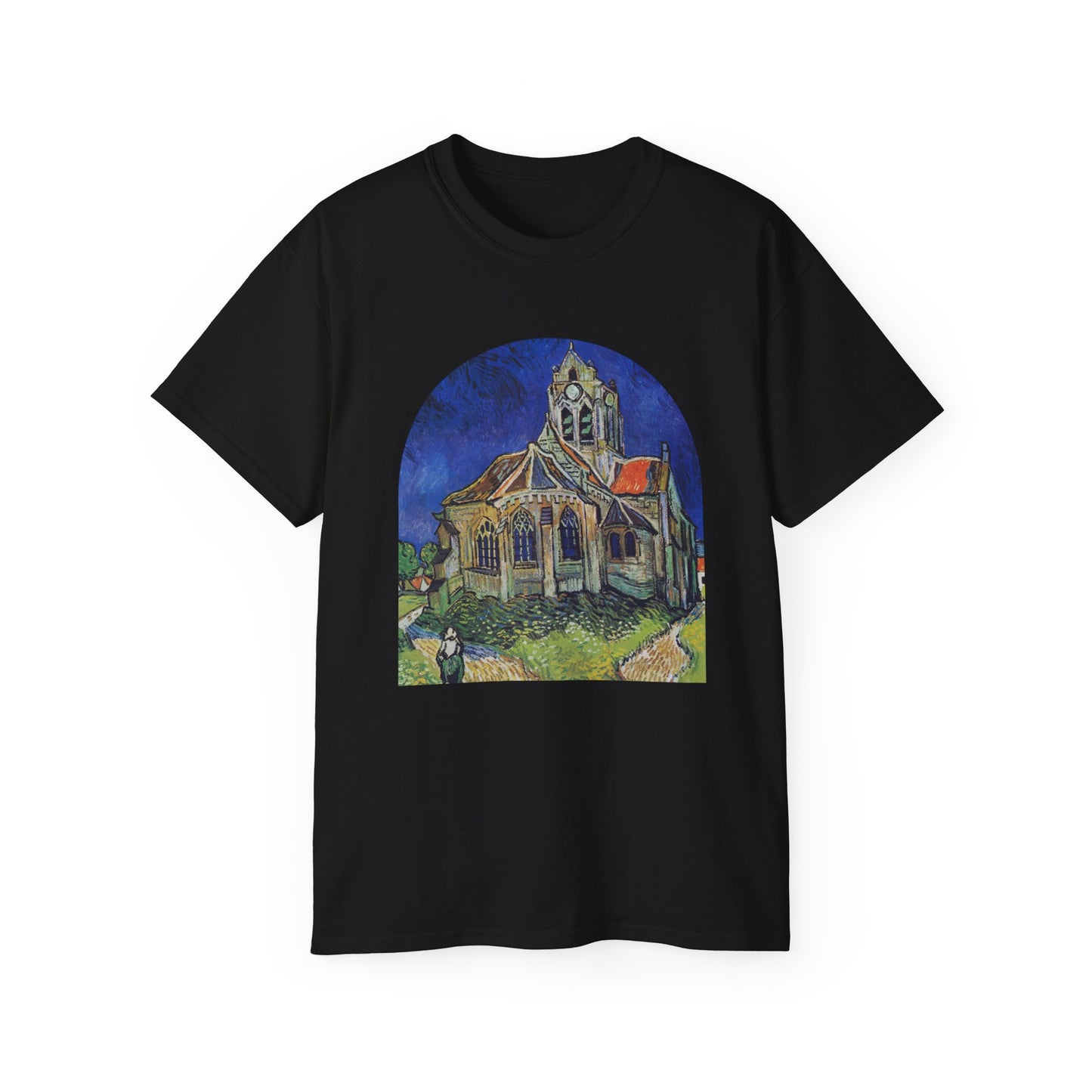 Camiseta de algodón ultra suave de Vincent Van Gogh, La iglesia de Auvers, 1890, EU