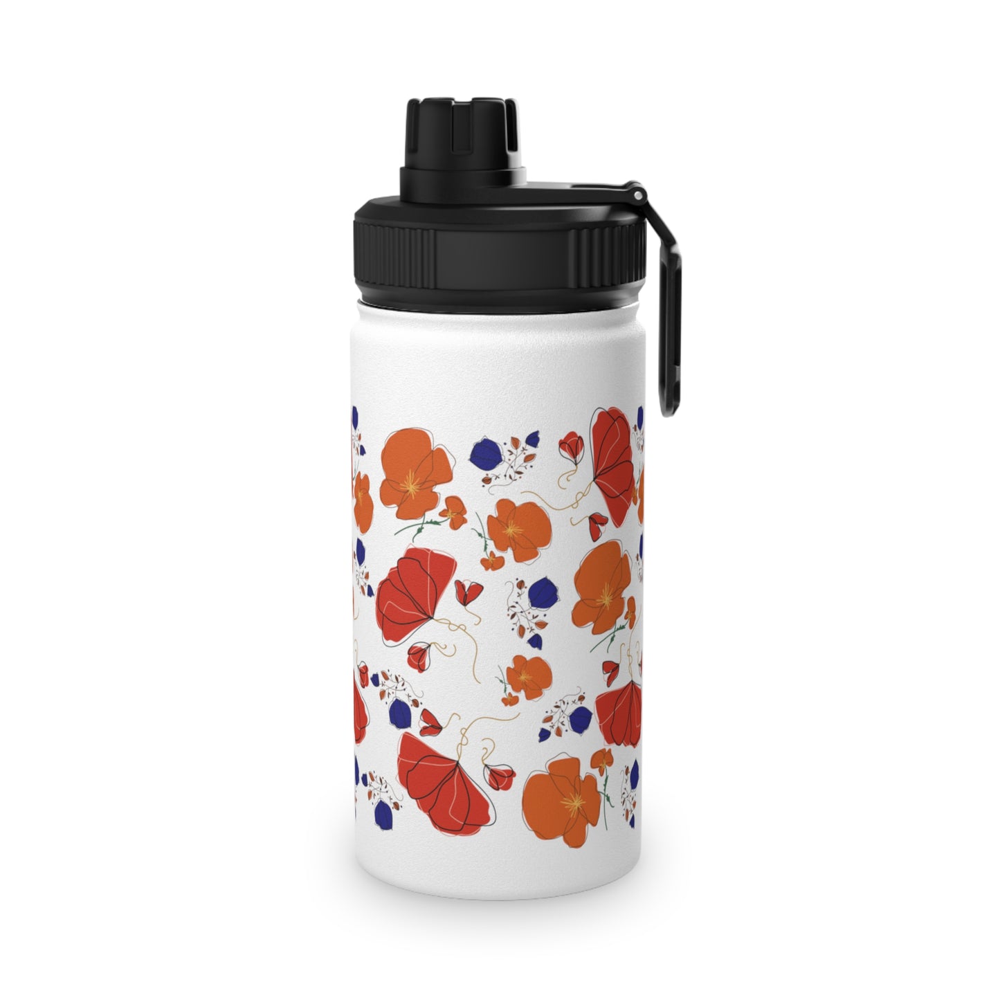 Poppies Steel Water Bottle, Standard Lid EU