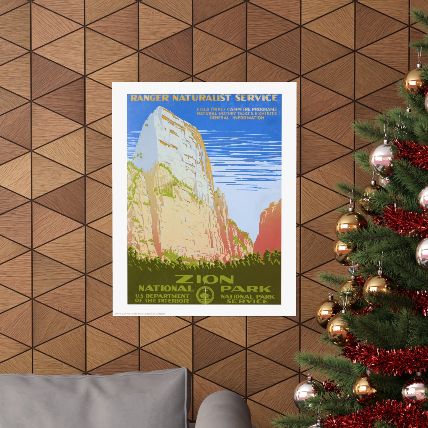 Zion National Park Illustration Vertical Poster