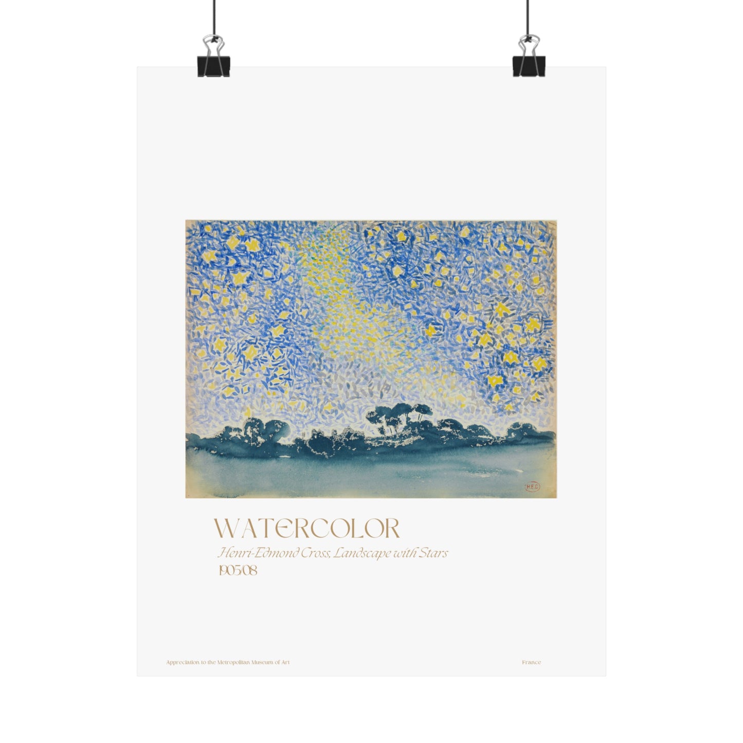 Henri-Edmond Cross, Landscape with Stars 1905/08 Vertical Poster