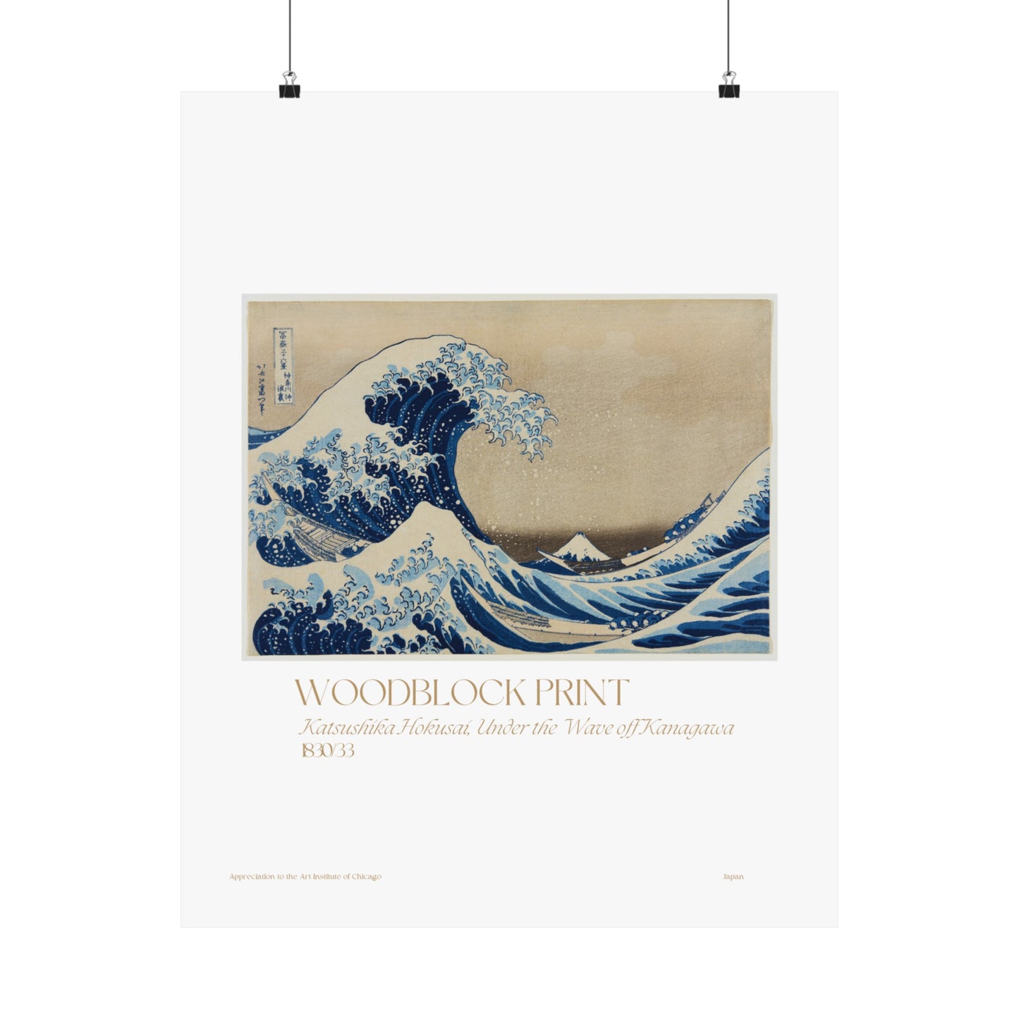 Katsushika Hokusai, Under the Wave off Kanagawa Japan1830/33 Vertical Poster