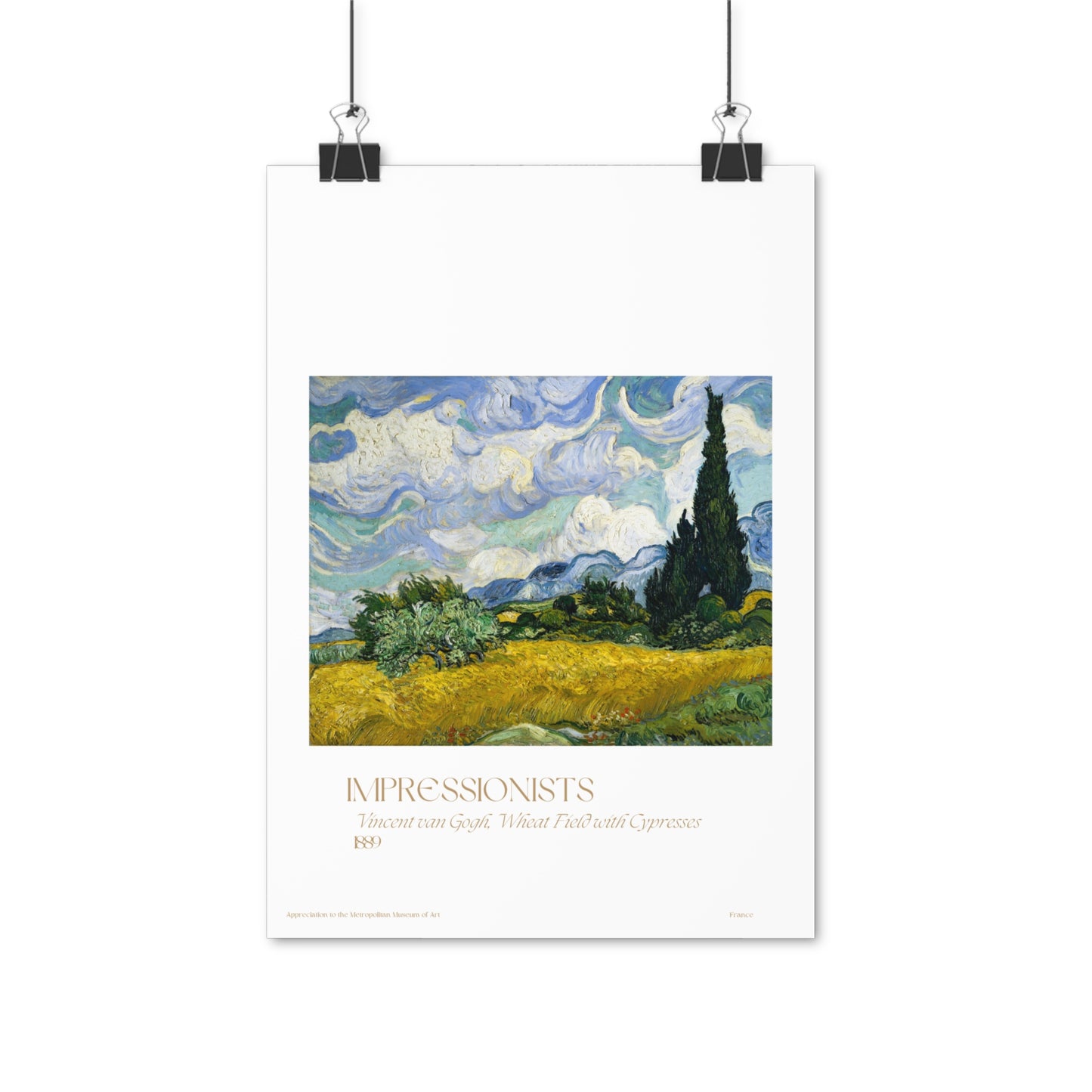 Vincent van Gogh, Wheat Field with Cypresses 1889 Vertical Poster EU