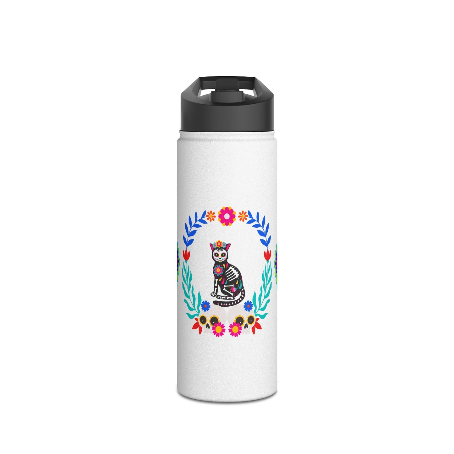 Día De La Kittie Stainless Steel Water Bottle, Standard Lid