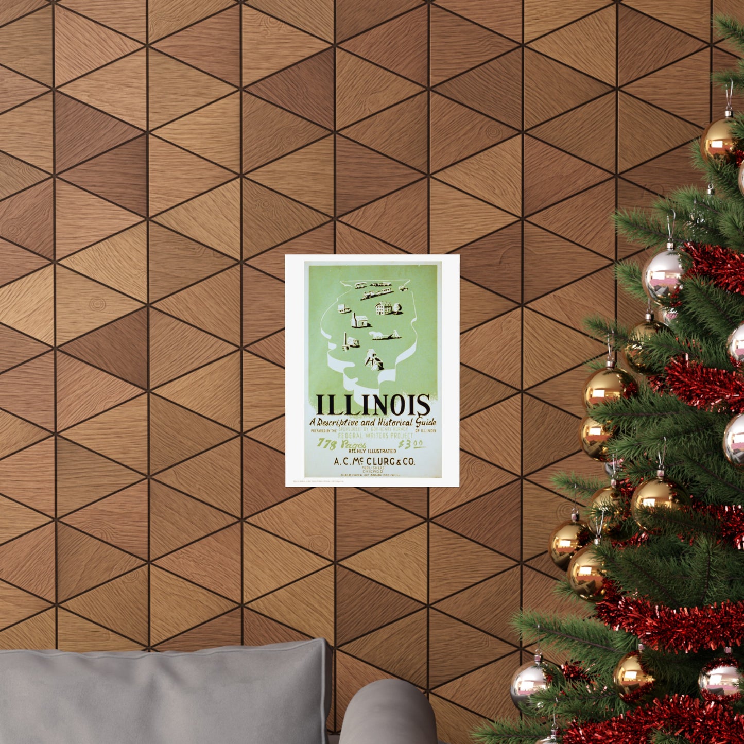 Illinois a Guide Illustration Vertical Poster