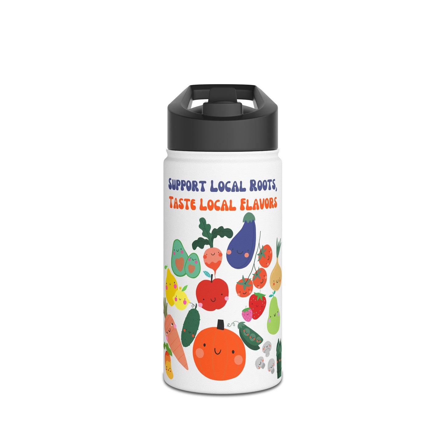 Local Roots, Local Flavors Stainless Steel Water Bottle, Standard Lid