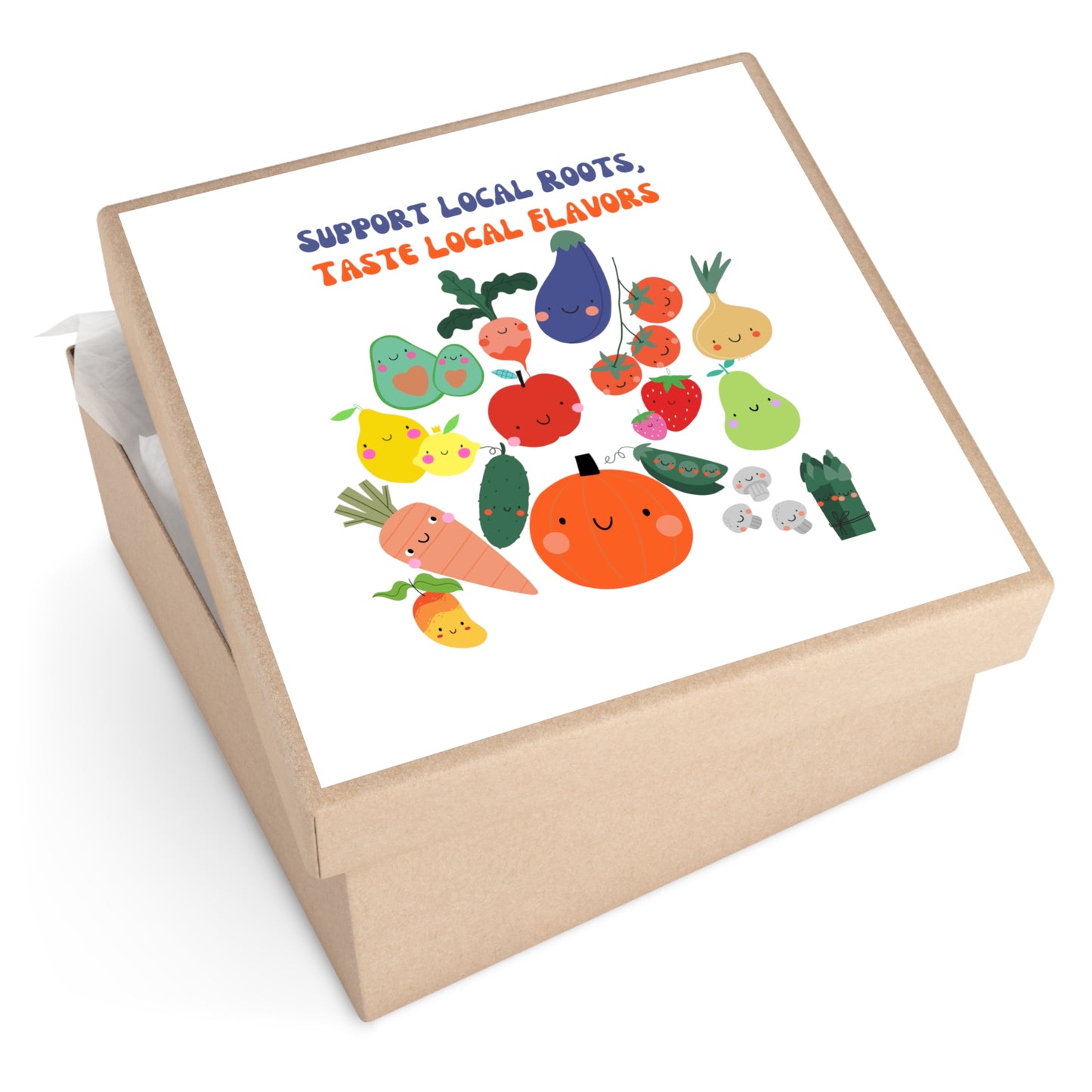 Local Roots, Local Flavors Vinyl Square Stickers EU