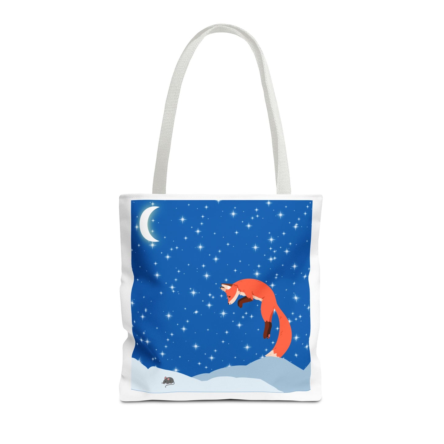 Snow Jumping Fox Tote Bag