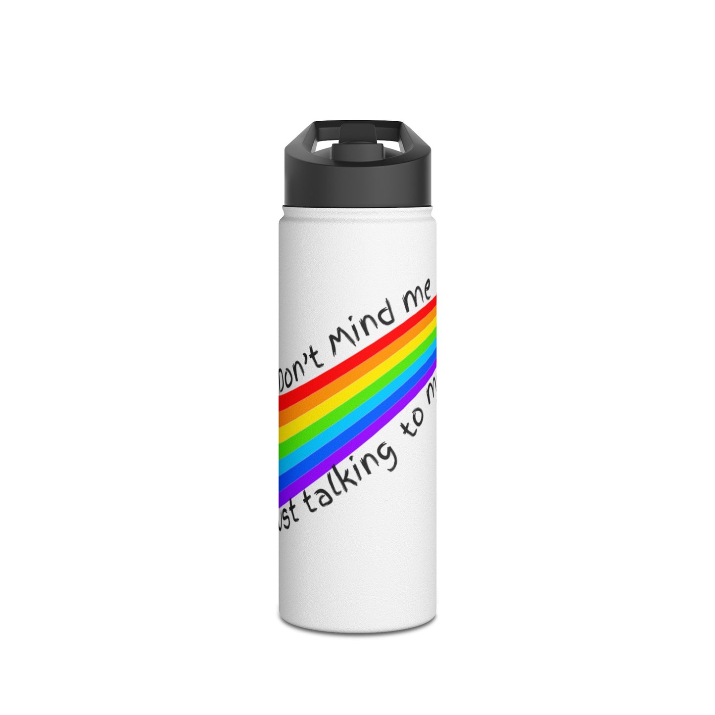 Talking to Myself Rainbow Stainless Steel Water Bottle, Standard Lid