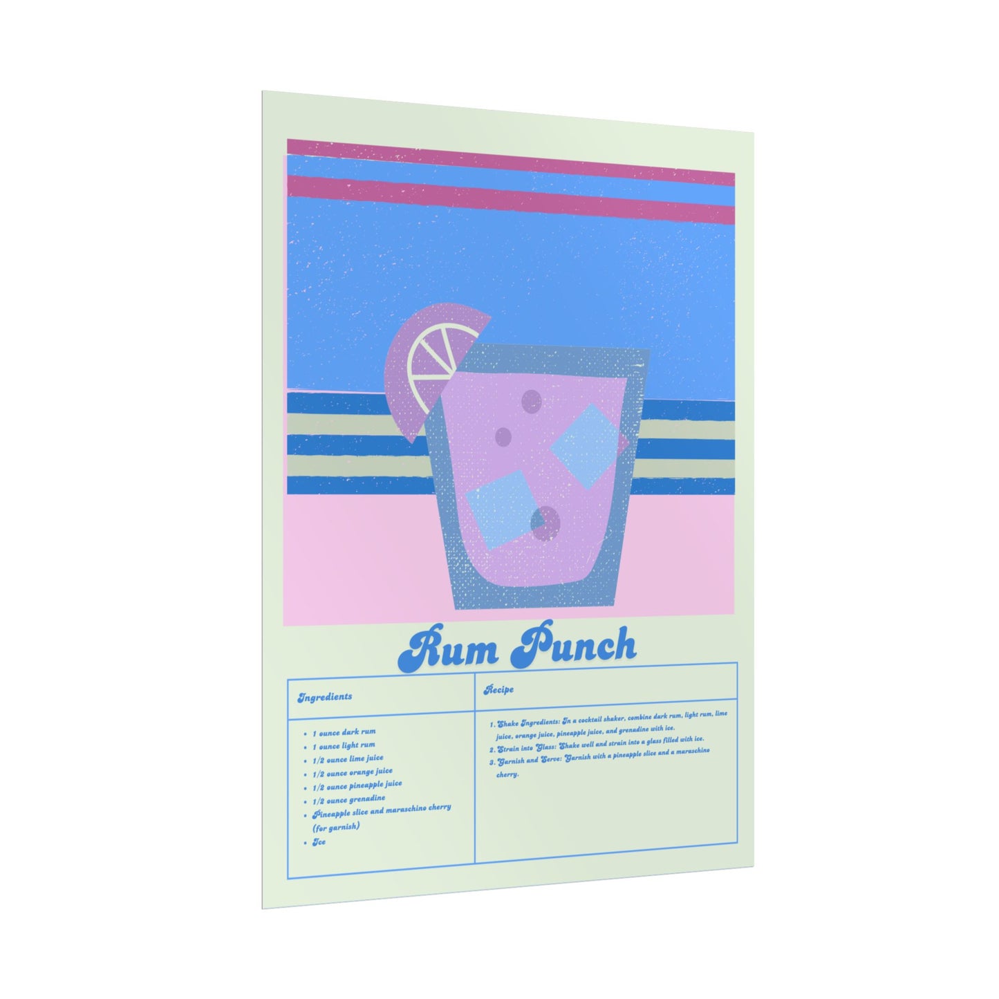 Rum Punch Illustration Vertical Poster LARGE EU