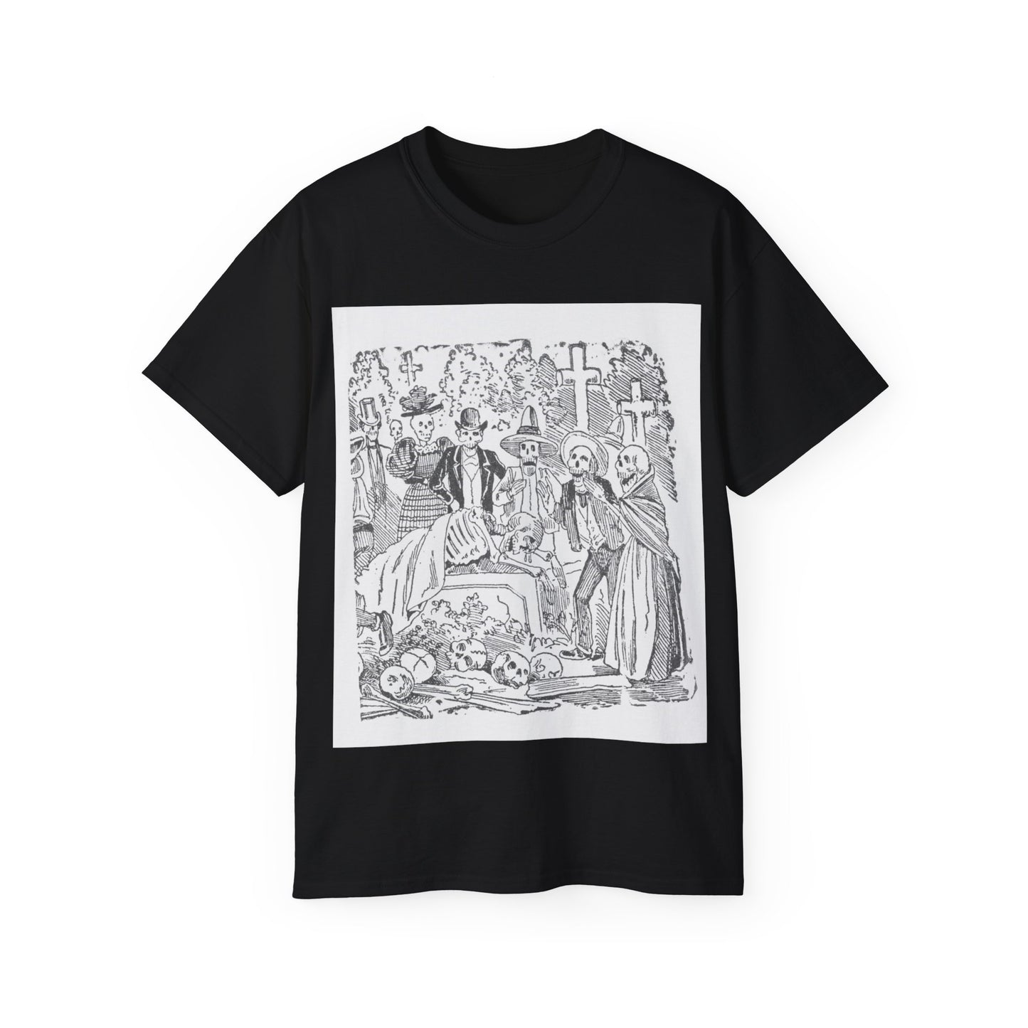 José Guadalupe Posada A Skeleton with a Sheet Crying in a Cemetery 1880-1910 Unisex Ultra Cotton Tee