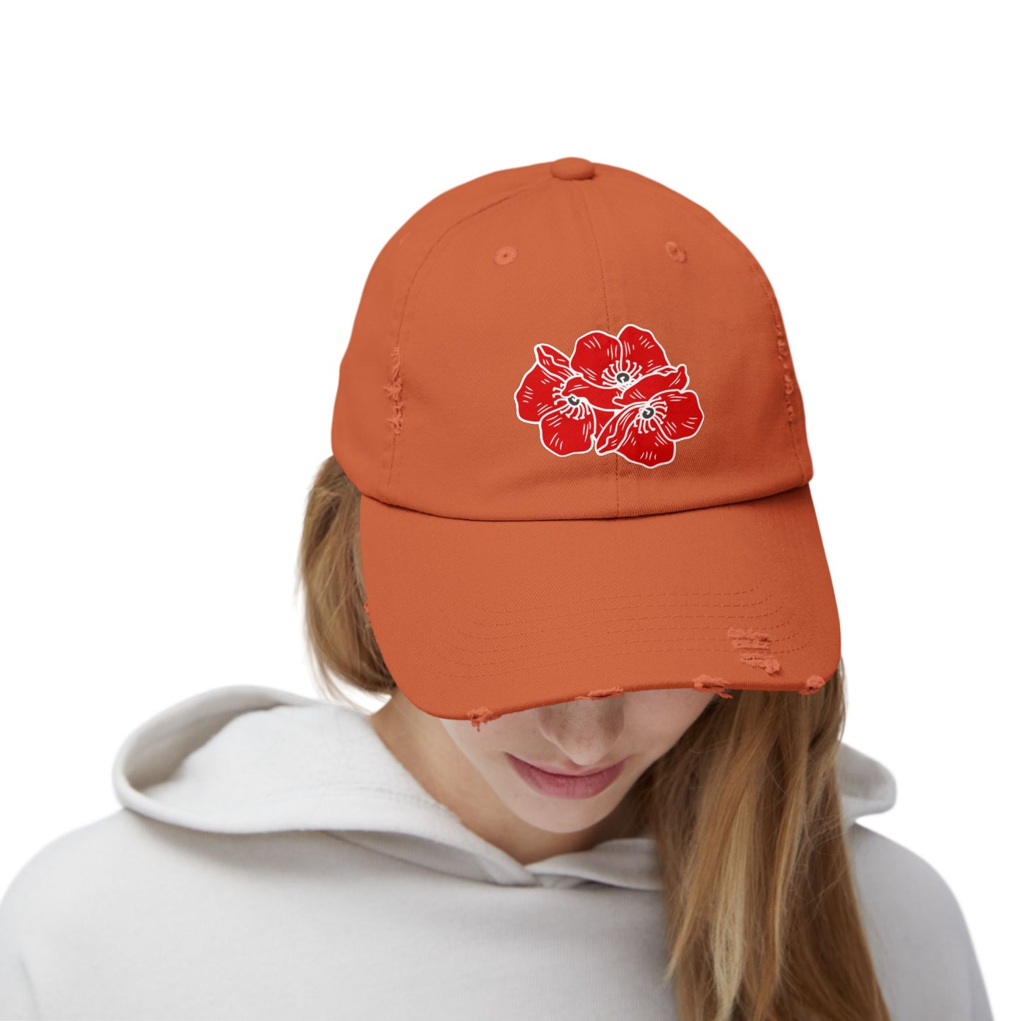 Poppies Unisex Distressed Cap