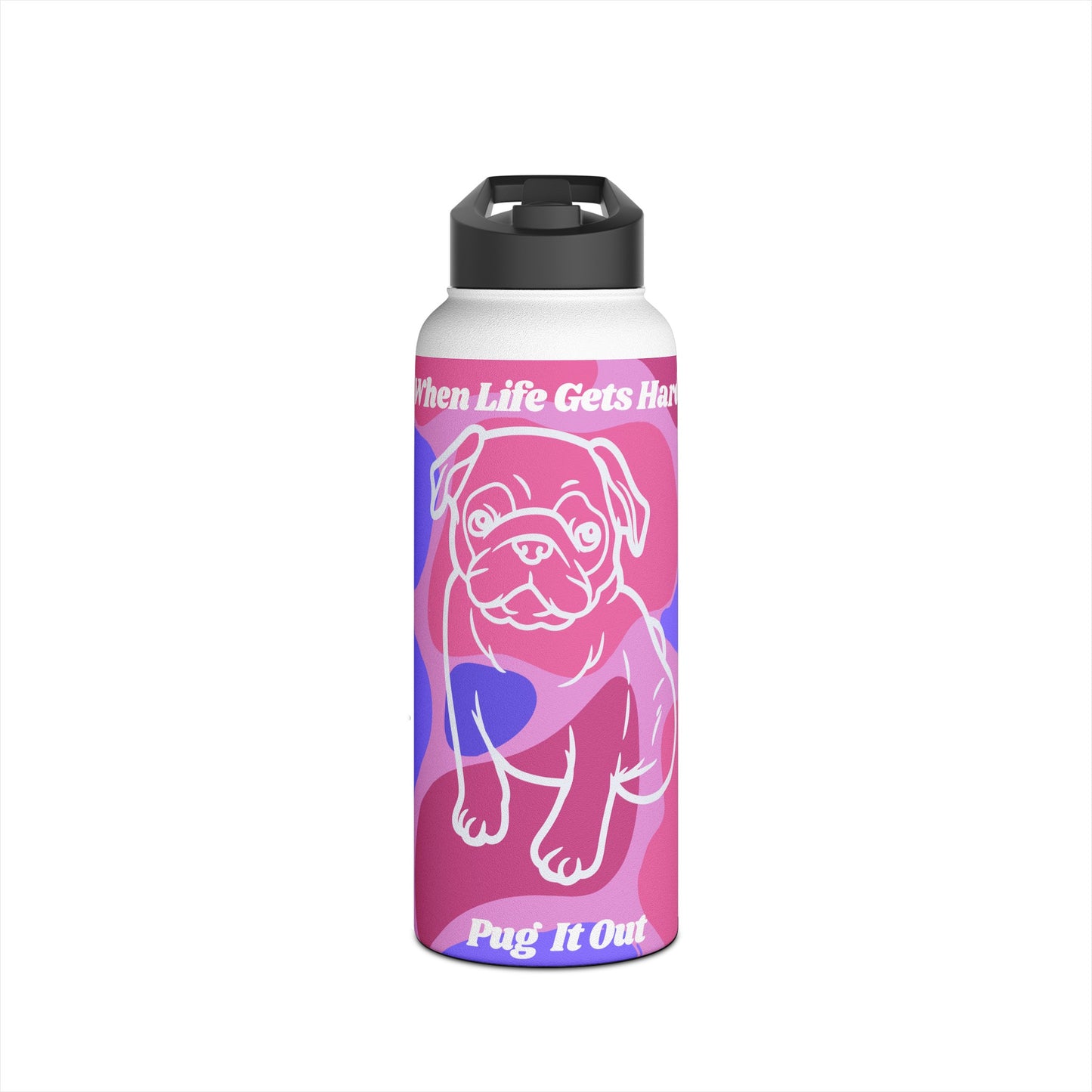 Charming Pug Stainless Steel Water Bottle, Standard Lid