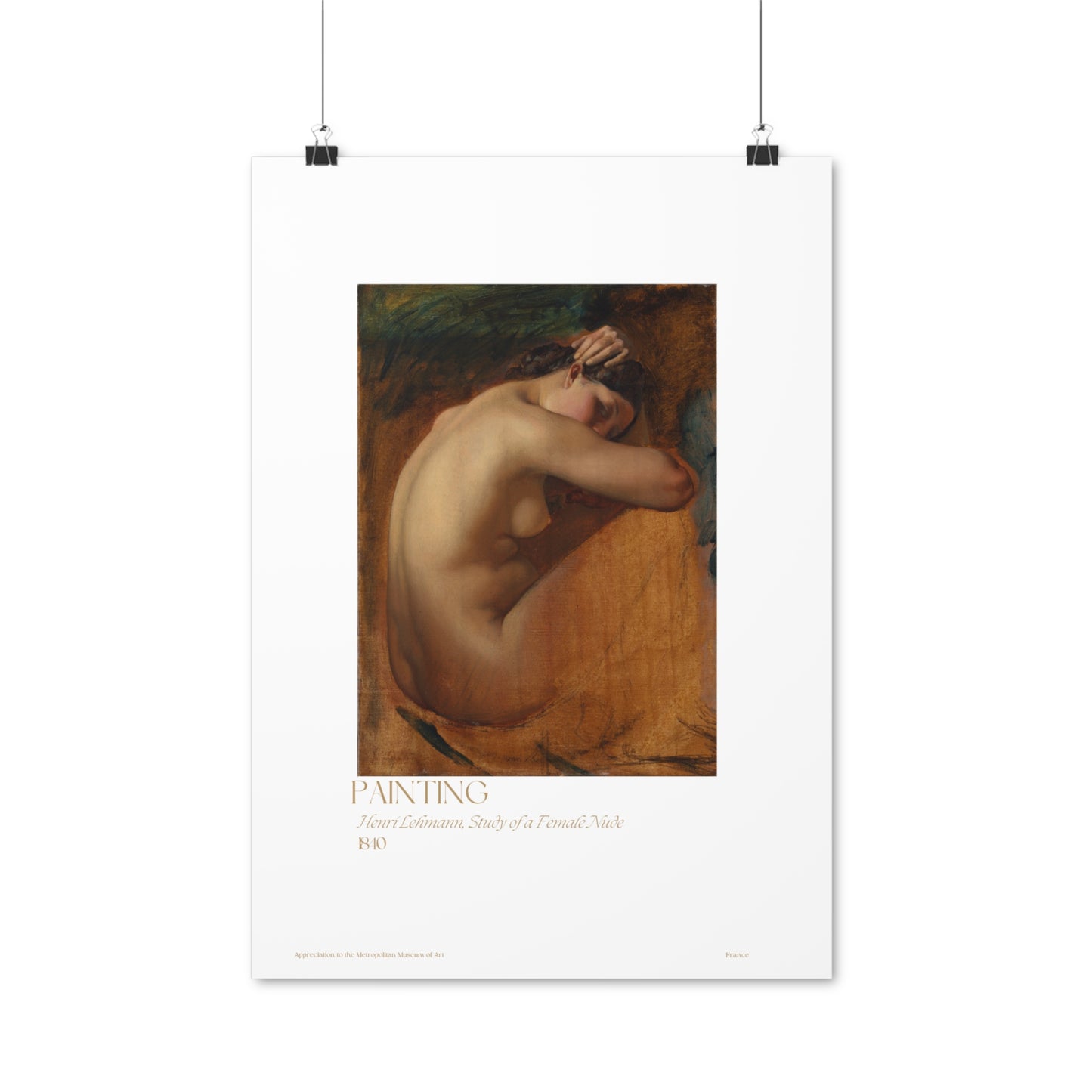 Henri Lehmann, Study of a Female Nude 1840 Vertical Posters EU