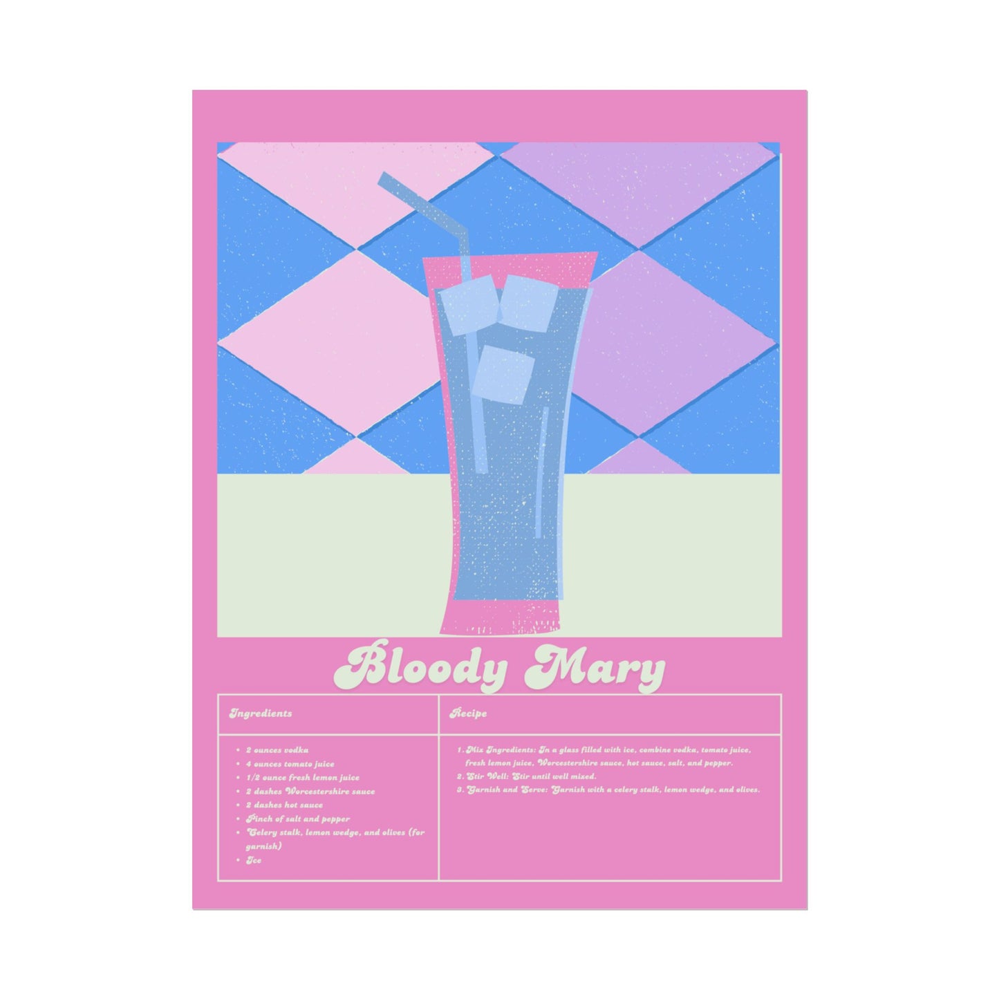 Bloody Mary Illustration Vertical Poster LARGE EU