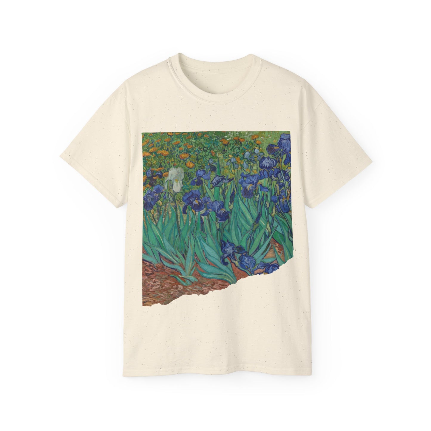 Camiseta unisex de algodón ultrafino con la imagen de los lirios rasgados de Van Gogh, 1889