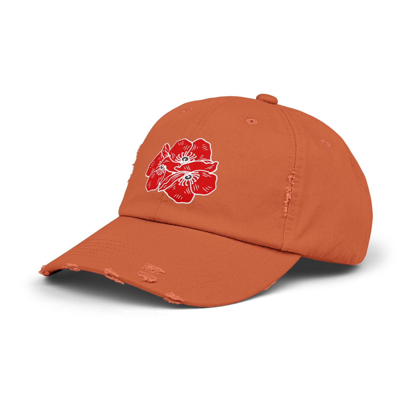 Poppies Unisex Distressed Cap