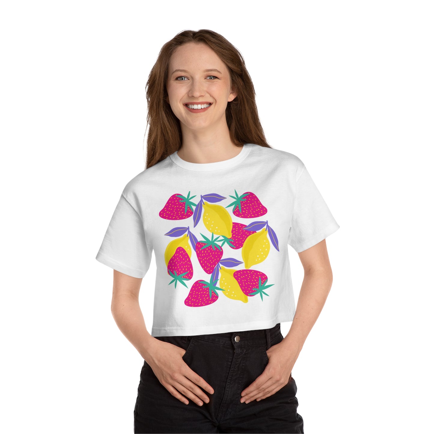 Lemons & Strawberries Champion Women's Heritage Cropped T-Shirt