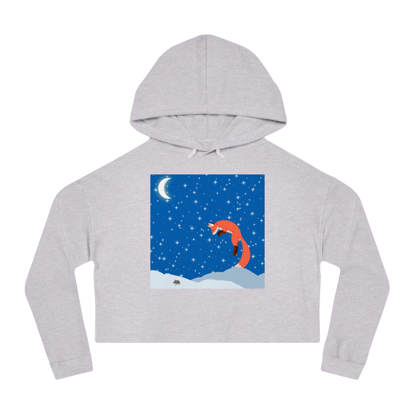 Snow Jumping Fox Crop Hoodie