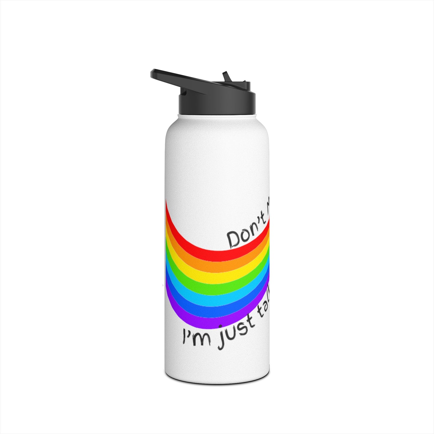 Talking to Myself Rainbow Stainless Steel Water Bottle, Standard Lid