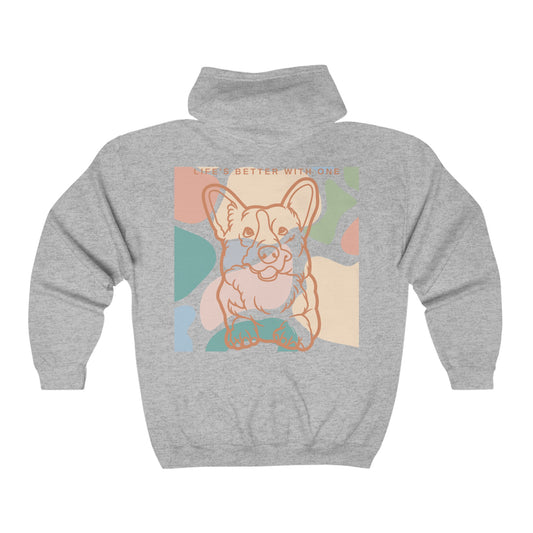 Cute Corgi Unisex Heavy Blend™ Full Zip Hooded Sweatshirt EU