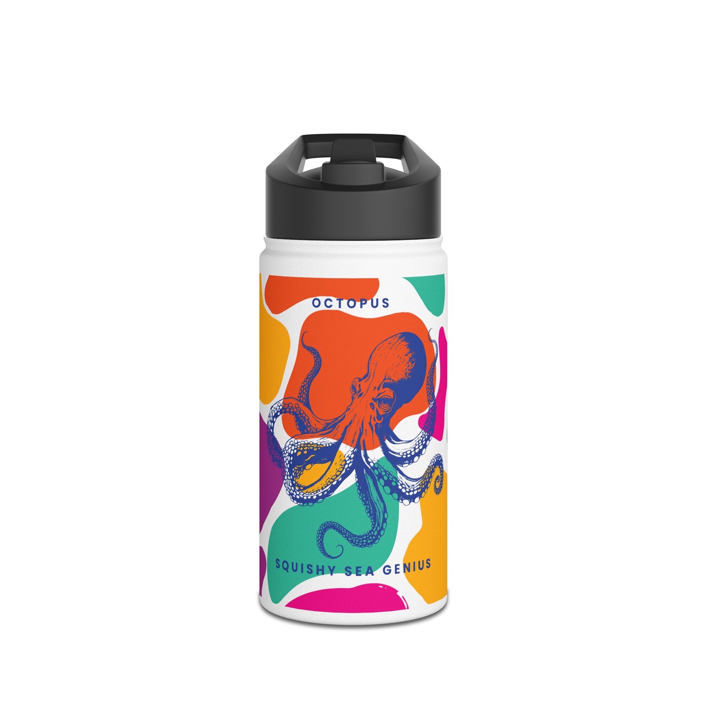 Squishy Sea Genius Octopus Stainless Steel Water Bottle, Standard Lid