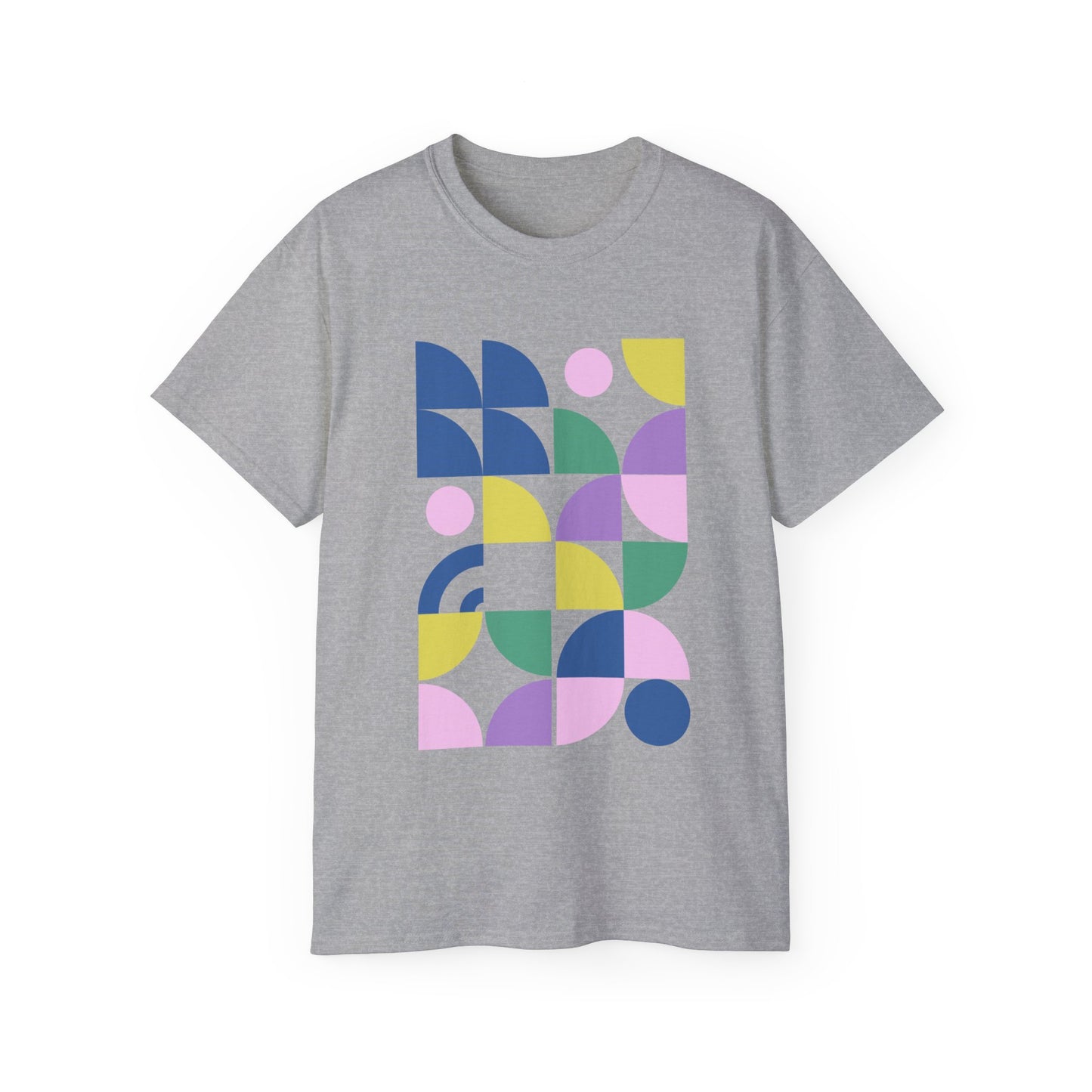 Camiseta de algodón ultra suave con ilustración de formas en colores pastel de la UE