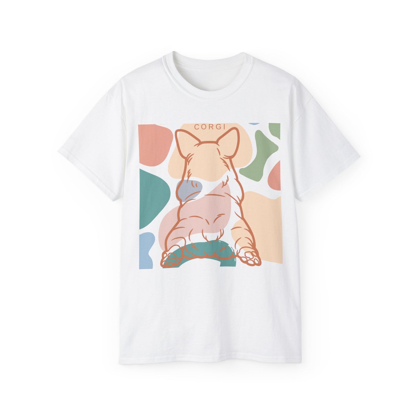 Linda camiseta unisex de algodón ultra fino con grupa de corgi 