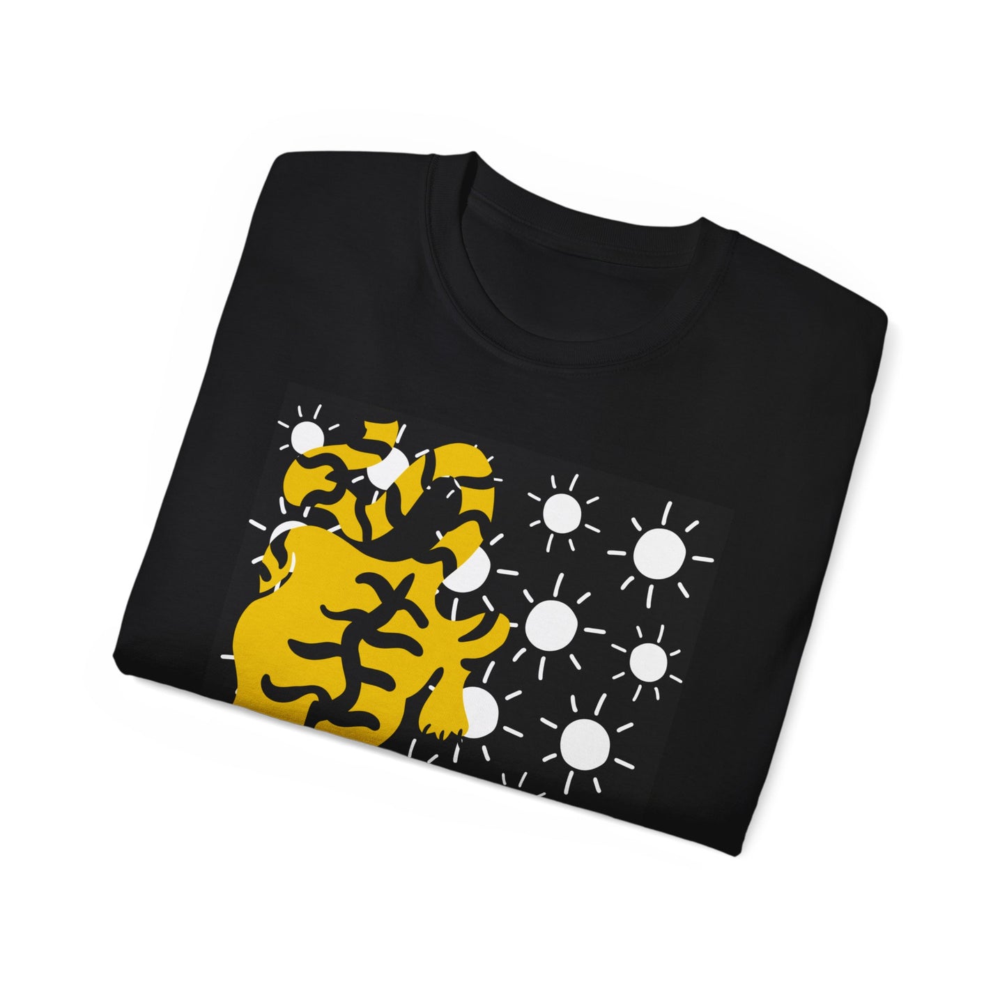 Camiseta unisex de algodón ultrafino con estampado de tigre y estrellas blancas