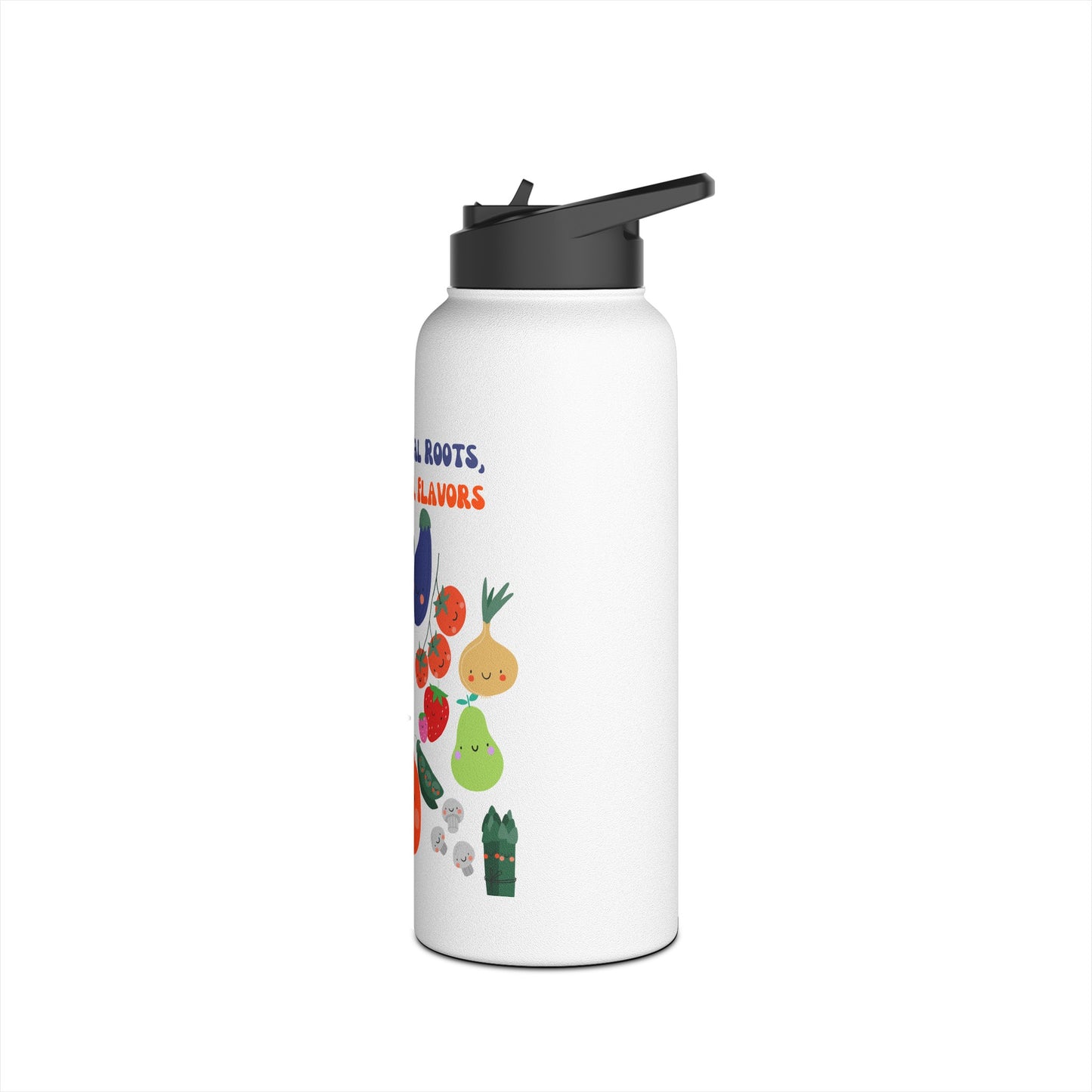 Local Roots, Local Flavors Stainless Steel Water Bottle, Standard Lid