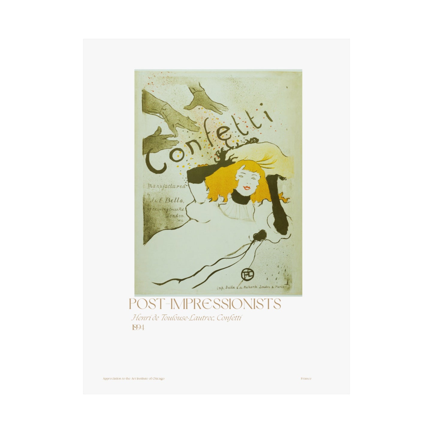 Henri de Toulouse-Lautrec, Confetti 1894 Vertical Poster