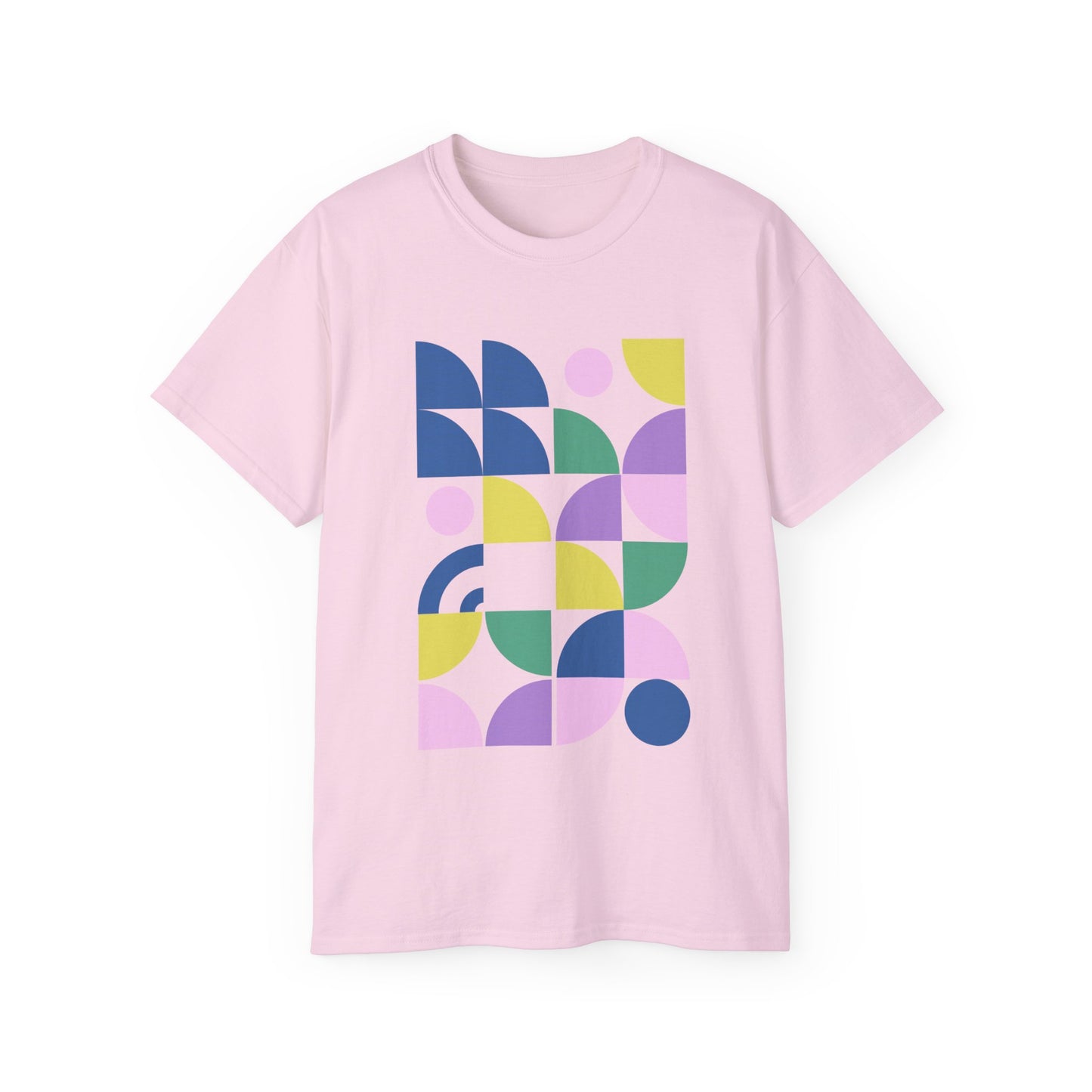 Camiseta de algodón ultra suave con ilustración de formas en colores pastel de la UE