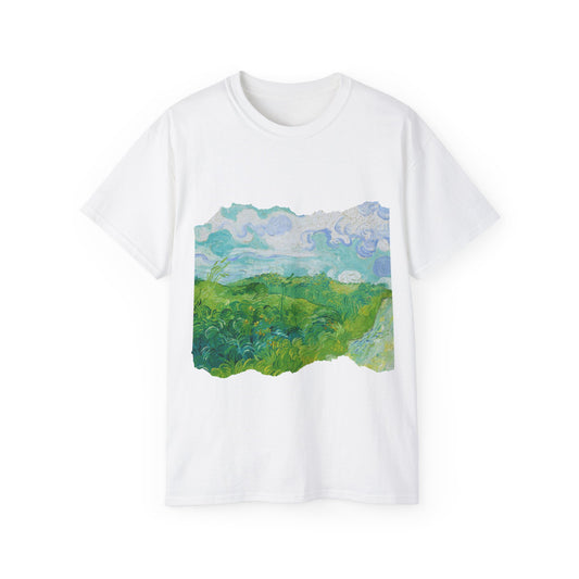 Ripped Van Gogh Green Wheat Fields, Auvers 1890 Unisex Ultra Cotton Tee